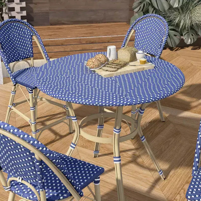 Conjunto de comedor para patio de altura de barra Franco de 5 piezas - miBasics: conjunto de taburetes y mesa de bar de aluminio para exteriores, resistente al agua