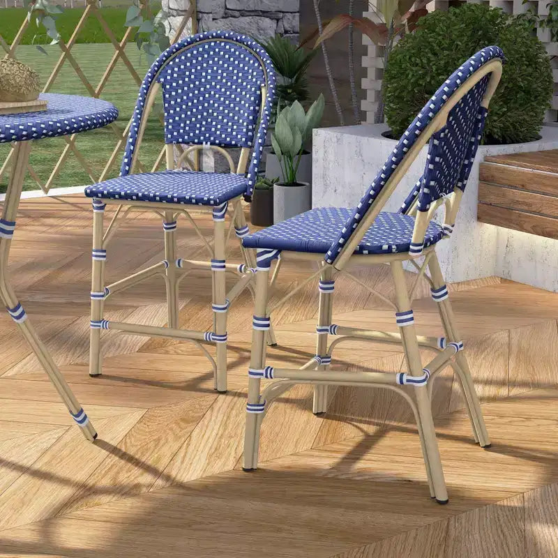 Conjunto de comedor para patio de altura de barra Franco de 5 piezas - miBasics: conjunto de taburetes y mesa de bar de aluminio para exteriores, resistente al agua