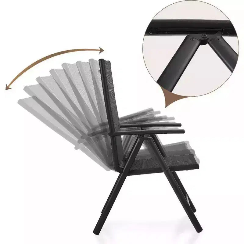 7-teiliges Terrassenset mit rechteckigem Tisch & verstellbaren Sling-Stühlen mit Armlehnen – Captiva Designs: Garten-Esszimmermöbel