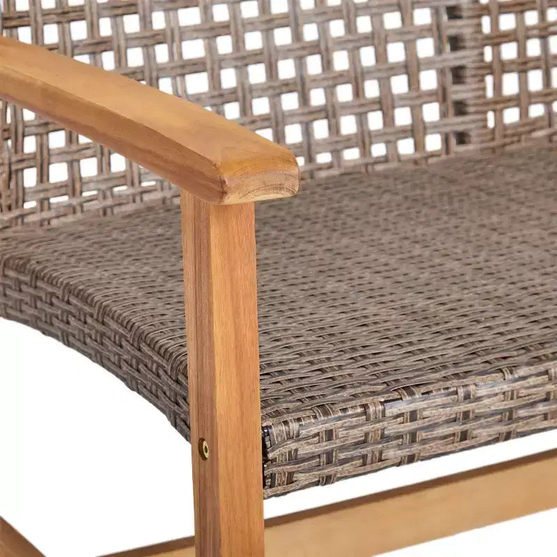 Augusta 6pc Wood & Wicker Chat Set with Fire Pit: Acacia Frame, Weather-Resistant - Christopher Knight Home