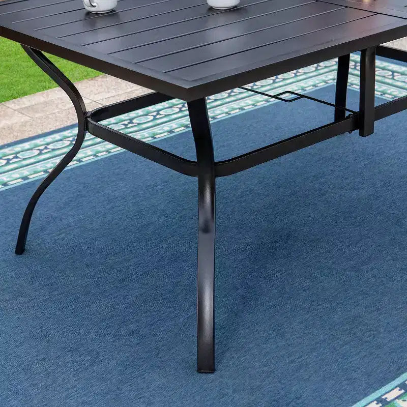 Ensemble de patio 7 pièces avec table de 37" et fauteuils pivotants à accoudoirs et dossier en losange - Captiva Designs