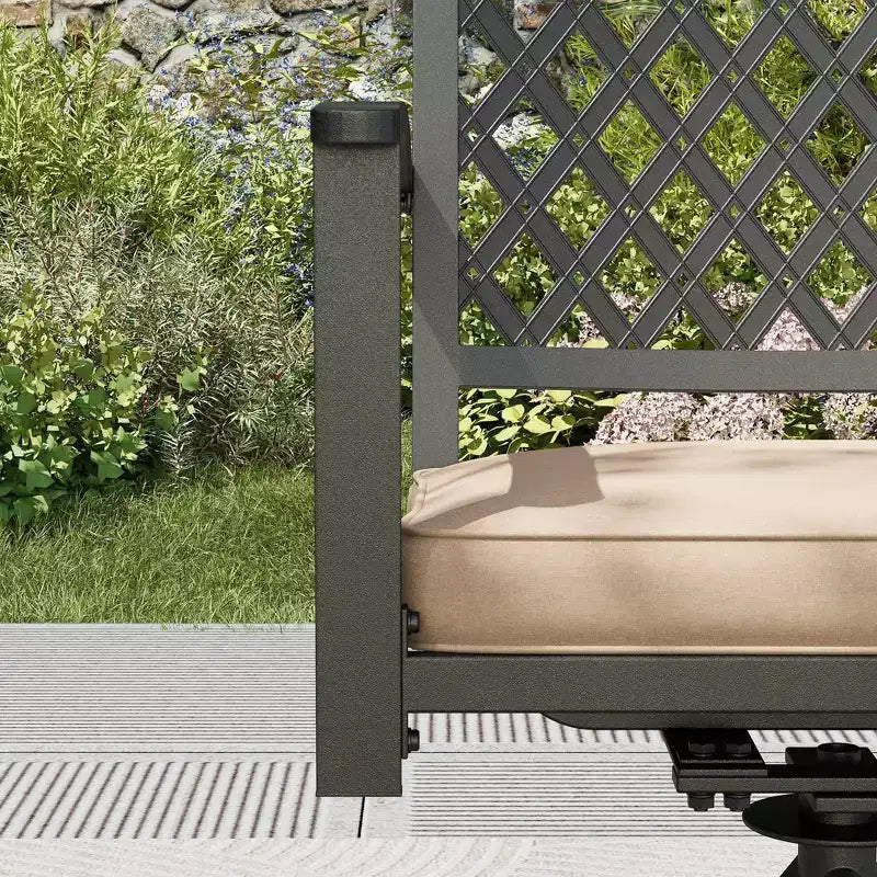 Ensemble de patio 7 pièces avec table de 37" et fauteuils pivotants à accoudoirs et dossier en losange - Captiva Designs