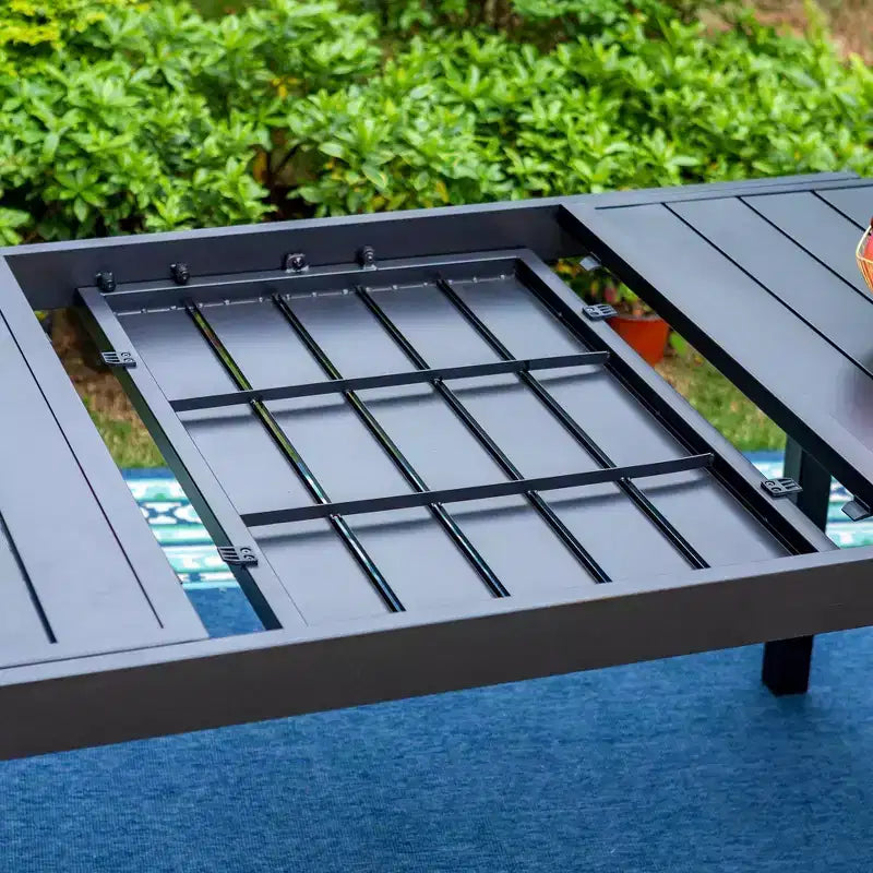 Conjunto de comedor metálico para patio Captiva Designs de 7 piezas, con mesa rectangular extensible & 6 sillas: asientos exteriores para seis personas
