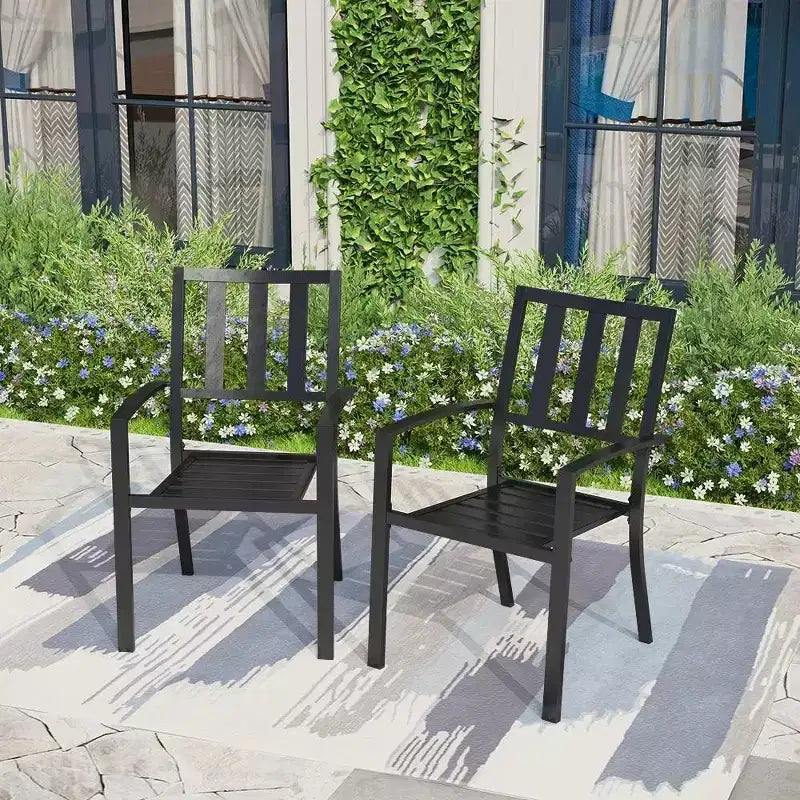 Captiva Designs 7-teiliges Stahl-Outdoor-Terrassen-Ess-Set: Gartenmöbel mit ausziehbarem Tisch