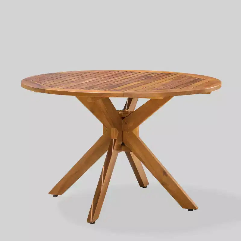 Ensemble repas en acacia Karen, 5 pièces - teck - Christopher Knight Home : résistant aux intempéries, table ronde, 4 fauteuils