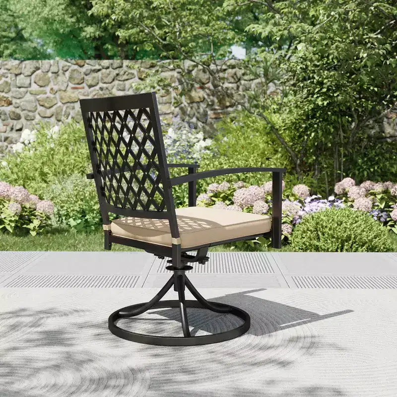 Conjunto de comedor para patio de 7 piezas con mesa rectangular con orificio para sombrilla y sillas giratorias - Captiva Designs