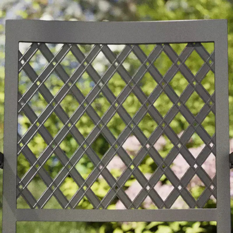 Metallmatset i 7 delar för uteplats med rektangulärt parasollbord & 6 stapelbara stolar - Captiva Designs