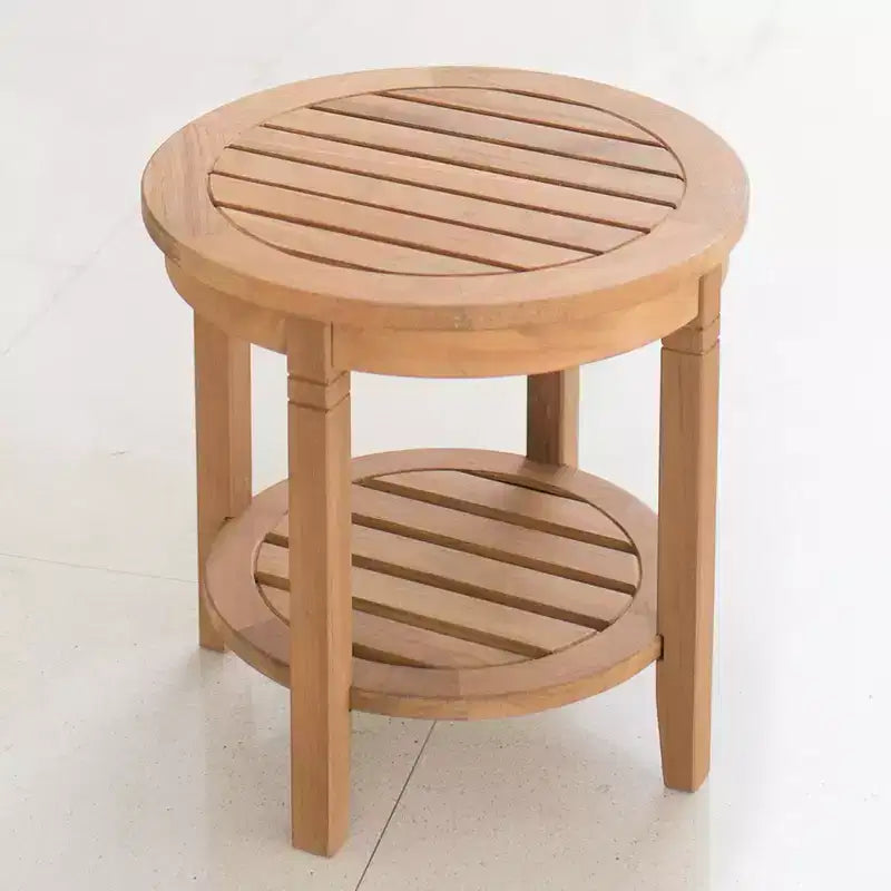 Sonoma Lane Channing 3pc Teak Outdoor Chat Set – Weather-Resistant Small-Space Furniture with 2 Rockers and Accent Table