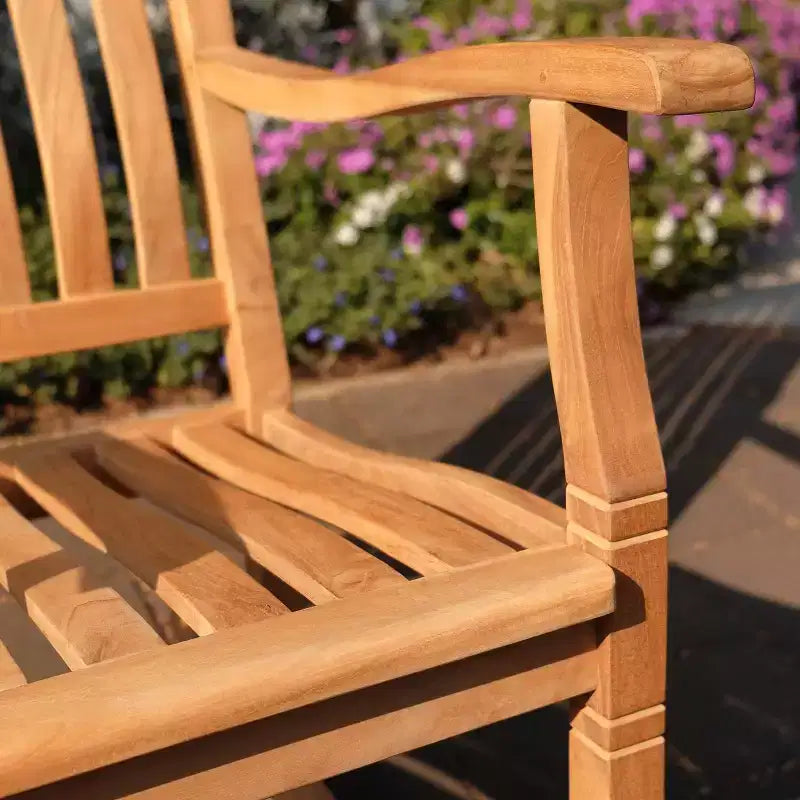 Sonoma Lane Channing 3pc Teak Outdoor Chat Set – Weather-Resistant Small-Space Furniture with 2 Rockers and Accent Table