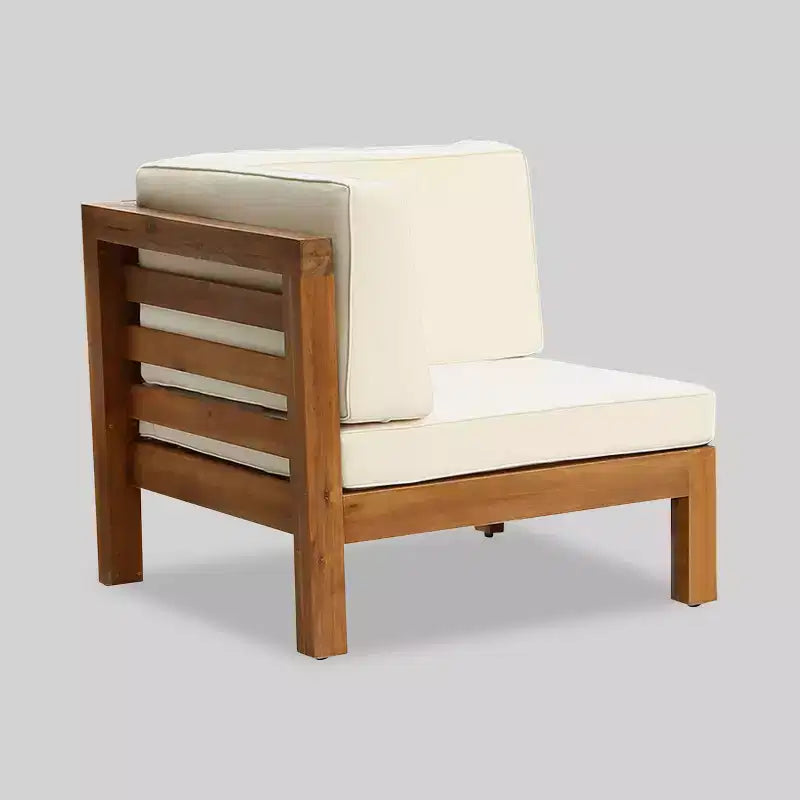 Oana 3pc Acacia Wood Patio Modular Sofa - Teak/Beige - Christopher Knight Home: Weather-Resistant Outdoor Seating Set