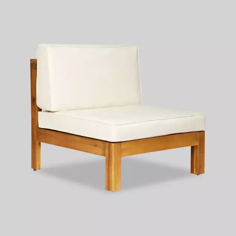 Oana 3pc Acacia Wood Patio Modular Sofa - Teak/Beige - Christopher Knight Home: Weather-Resistant Outdoor Seating Set