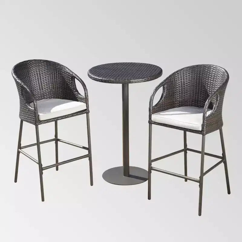 Set da bar rotondo in vimini Dominica, 3 pezzi, multicolore marrone/marrone chiaro - Christopher Knight Home