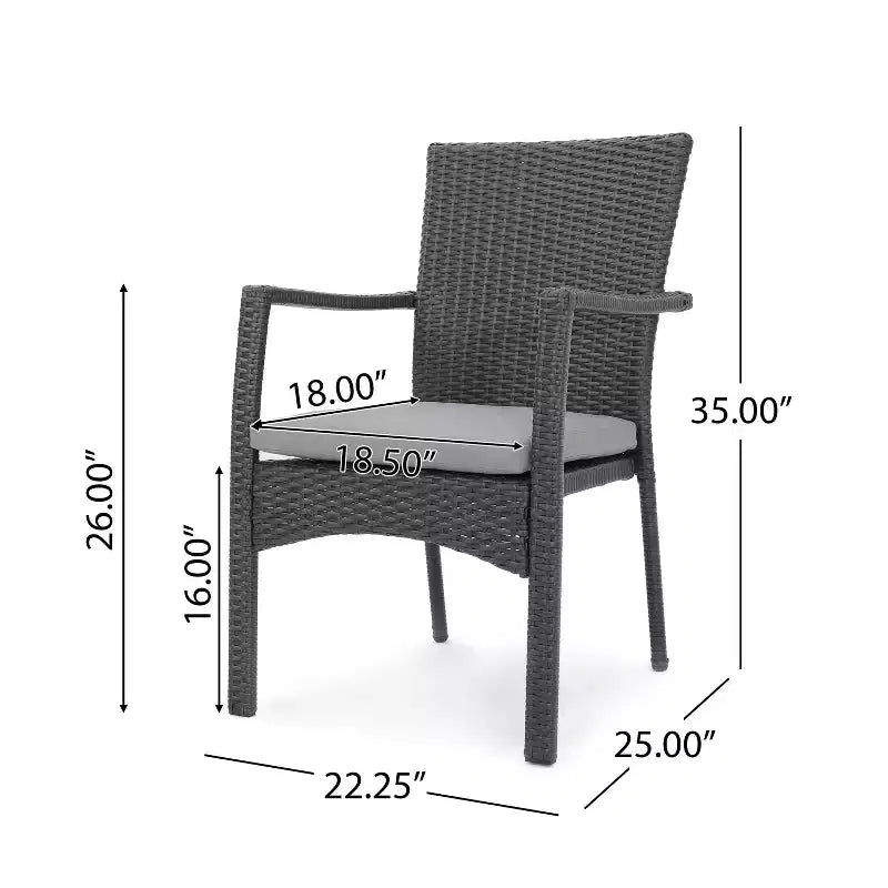 Davenport 9 Parça Ahşap ve Hasır Genişletilebilir Yemek Takımı Koyu Gri/Gri - Christopher Knight Home