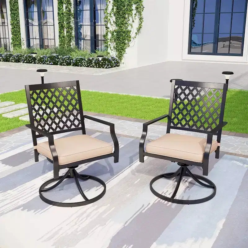 5-delige buiteneetset met tafel van 37" en 4 draaibare stoelen met armleuningen - Captiva Designs