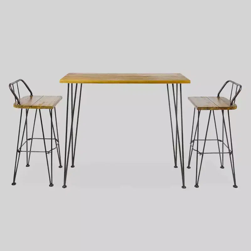 Conjunto de bar industrial para patio Denali de madera de acacia de 3 piezas - teca - Christopher Knight Home: acabado rústico resistente a la intemperie