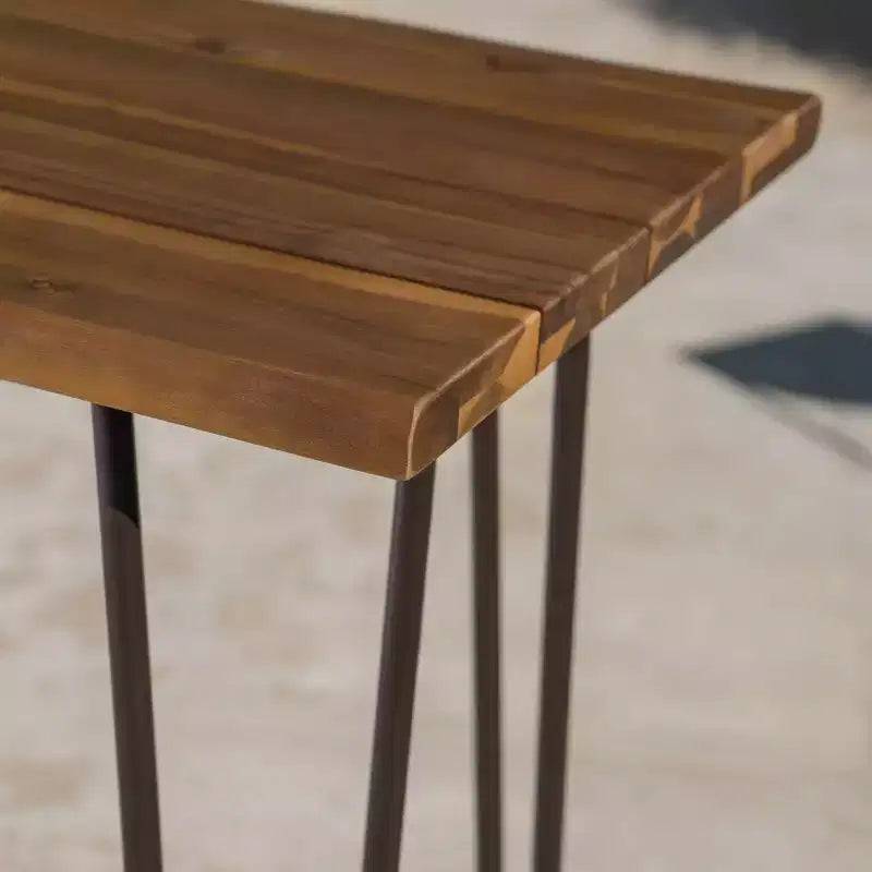 Conjunto de bar industrial para patio Denali de madera de acacia de 3 piezas - teca - Christopher Knight Home: acabado rústico resistente a la intemperie