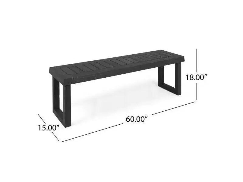 Juego de comedor de 6 piezas Garner, de madera y mimbre, con silla y banco, gris oscuro/gris con acabado arenado, Christopher Knight Home
