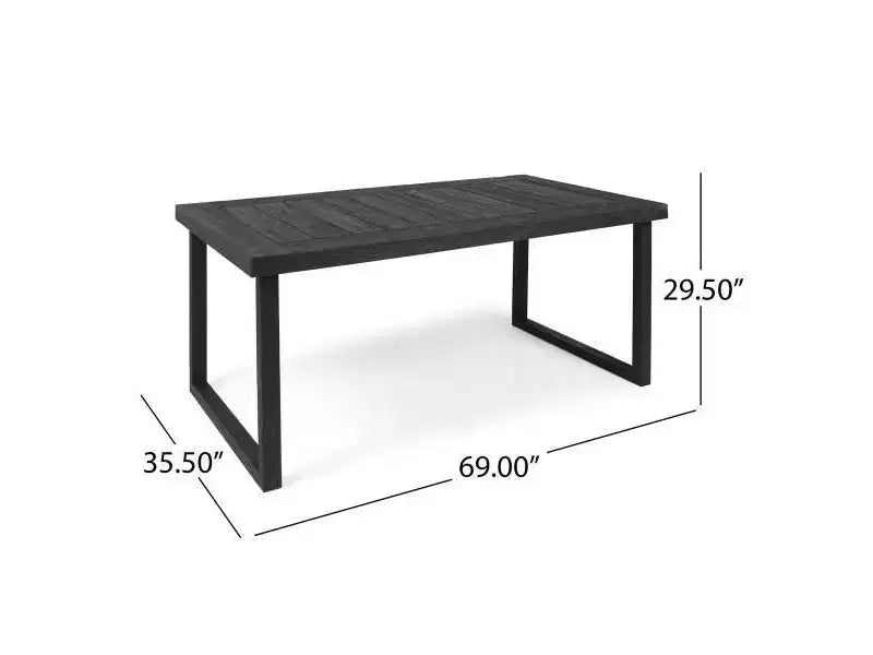 Juego de comedor de 6 piezas Garner, de madera y mimbre, con silla y banco, gris oscuro/gris con acabado arenado, Christopher Knight Home