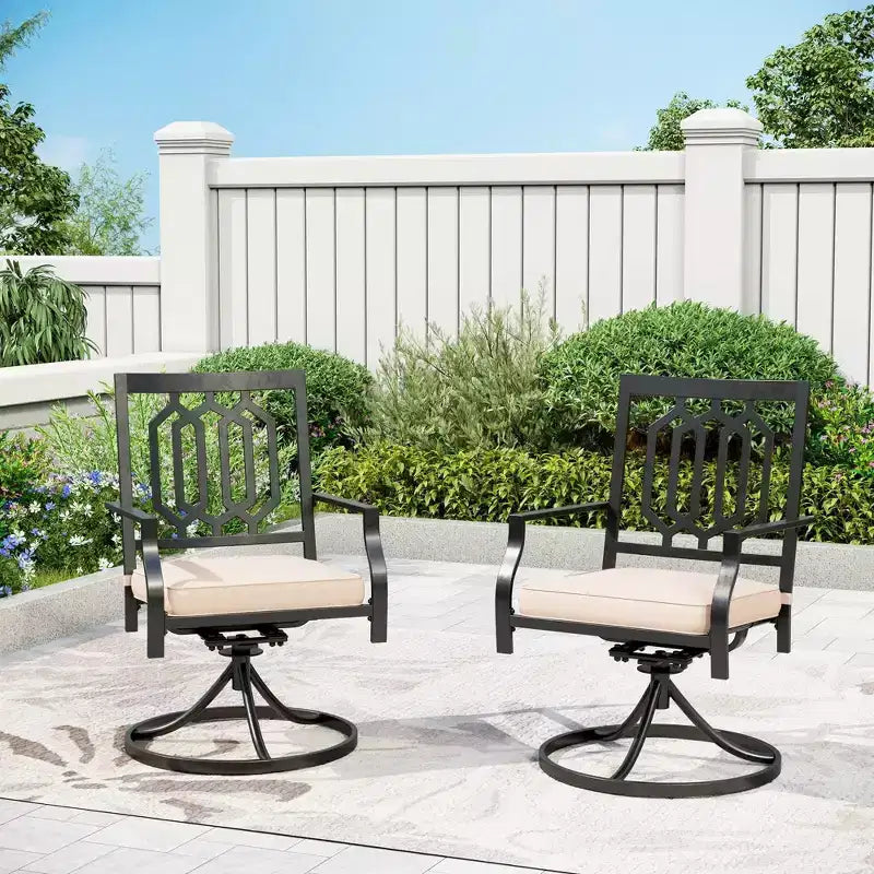 Juego de mesa de patio de 5 piezas con tablero de madera de 37" y 4 sillas mecedoras giratorias - Captiva Designs