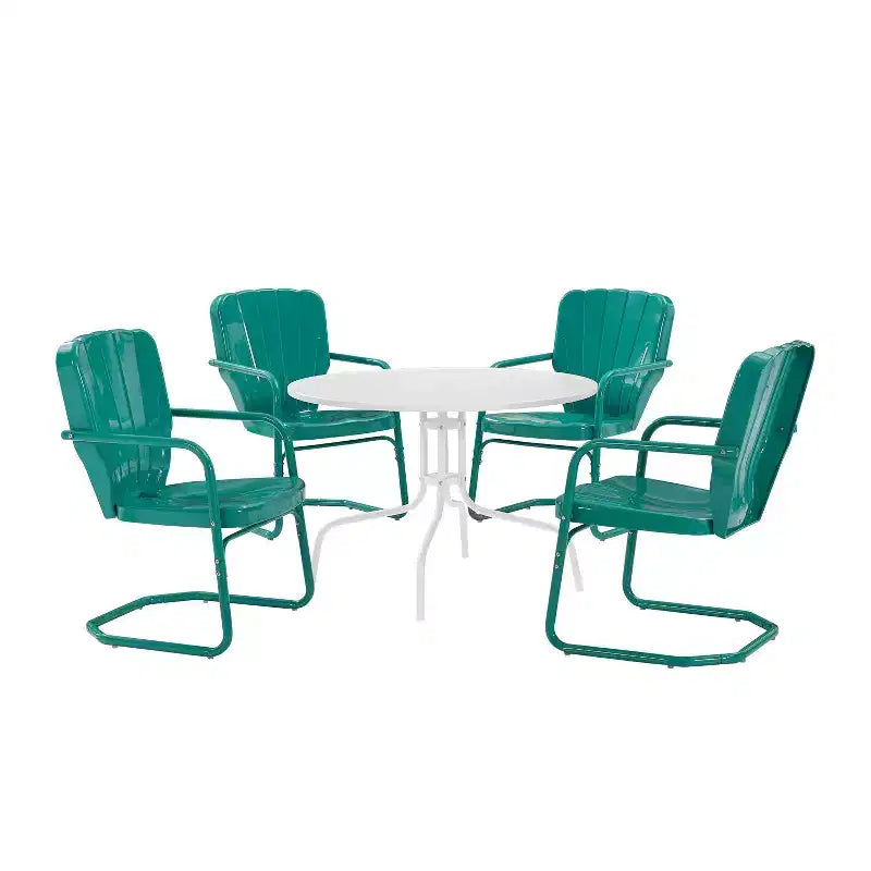 Ridgeland 5-teiliges Outdoor-Ess-Set – Türkis – Crosley