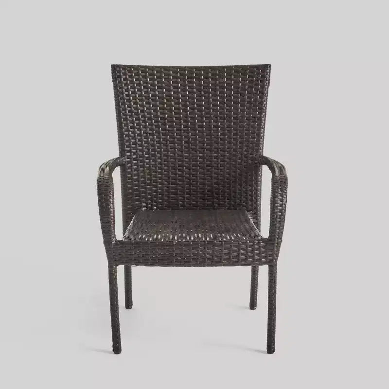 Conjunto de comedor para patio Walker de 7 piezas de acacia y mimbre, color teca - Christopher Knight Home: asientos para exterior, mesa con patas de horquilla