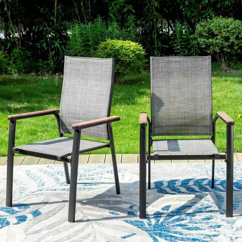 Juego de comedor para patio de 3 piezas con mesa redonda pequeña y sillas ligeras con asiento de tela - Captiva Designs: bistró exterior, compatible con balcones