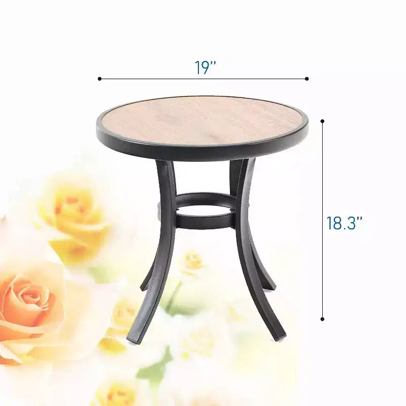 Juego de comedor para patio de 3 piezas con mesa redonda pequeña y sillas ligeras con asiento de tela - Captiva Designs: bistró exterior, compatible con balcones
