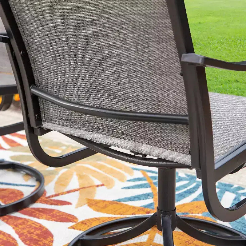 Set da pranzo da patio da 7 pezzi con tavolo rettangolare con foro per ombrellone da 1,57" & sedie con braccioli e imbracatura in metallo - Captiva Designs