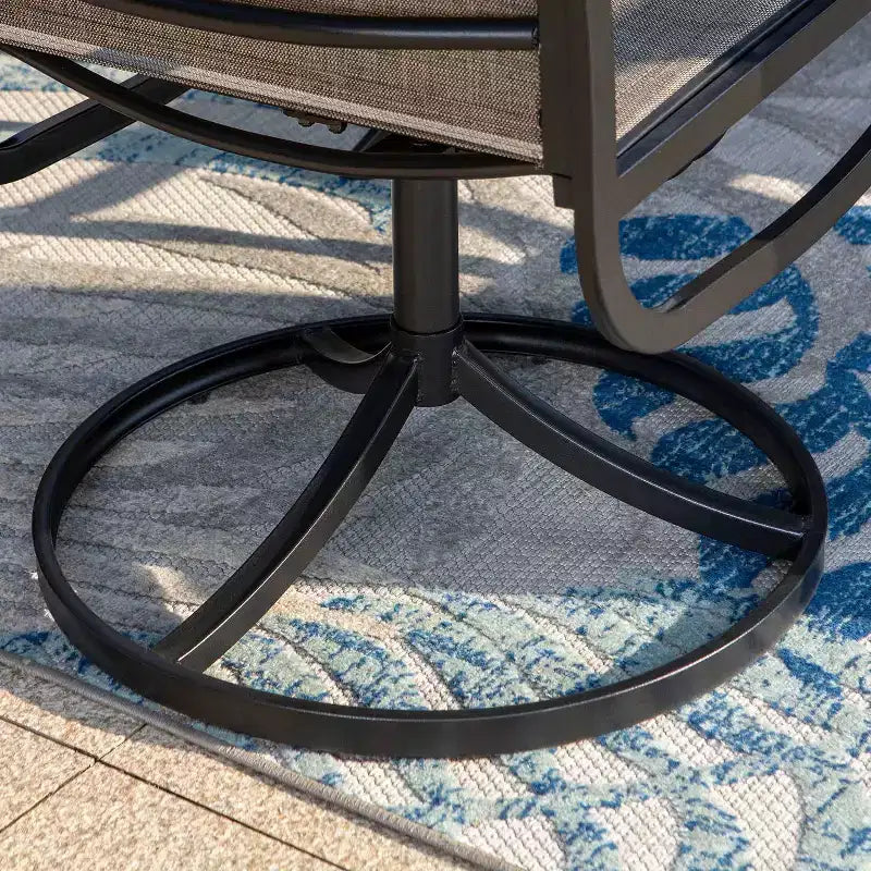 Set da pranzo da patio da 7 pezzi con tavolo rettangolare con foro per ombrellone da 1,57" & sedie con braccioli e imbracatura in metallo - Captiva Designs