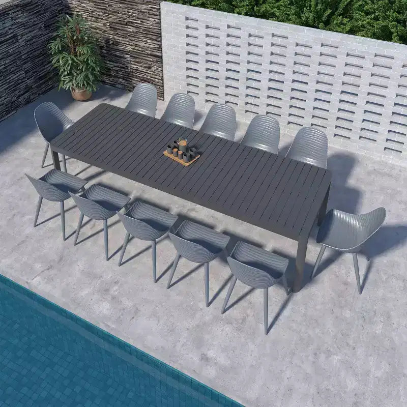 Set da pranzo da patio rettangolare allungabile in alluminio Amazonia Copa da 13 pezzi, grigio