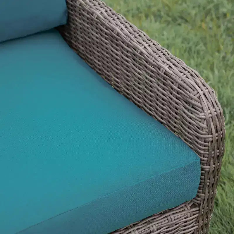 Leisure Made Mitchell 5pc Wicker Sectional in Peacock Fabric