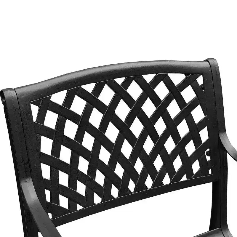 Juego de comedor de patio de 7 piezas con mesa rectangular de aluminio y malla para exterior, moderna y ornamentada, de 68", y sillas modernas - Negro - Oakland Living: resistente a los rayos UV