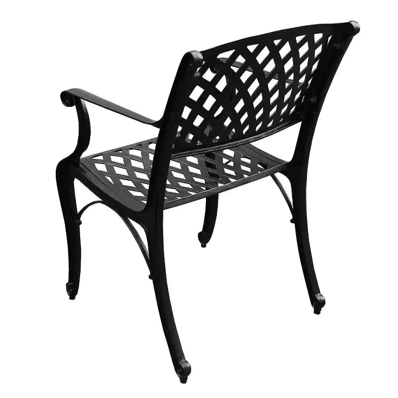 Juego de comedor de patio de 7 piezas con mesa rectangular de aluminio y malla para exterior, moderna y ornamentada, de 68", y sillas modernas - Negro - Oakland Living: resistente a los rayos UV