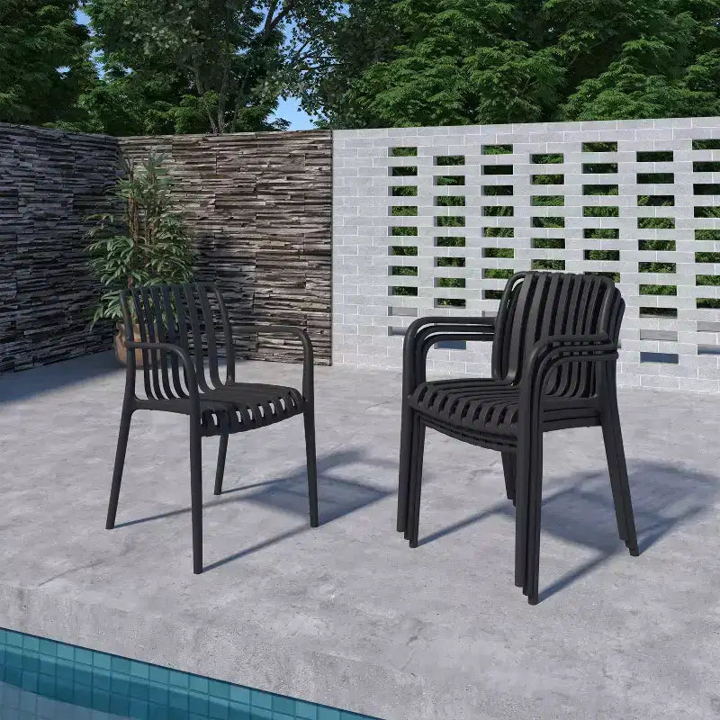 Conjunto de comedor ovalado para patio exterior Amazonia Beijo de 7 piezas, negro