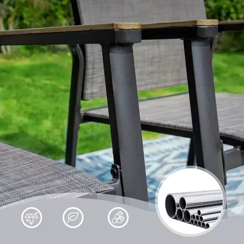 Ensemble de salle à manger d’extérieur 5 pièces avec chaises à assise suspendue et table carrée en aluminium thermolaqué - Captiva Designs : ensemble de terrasse résistant aux intempéries