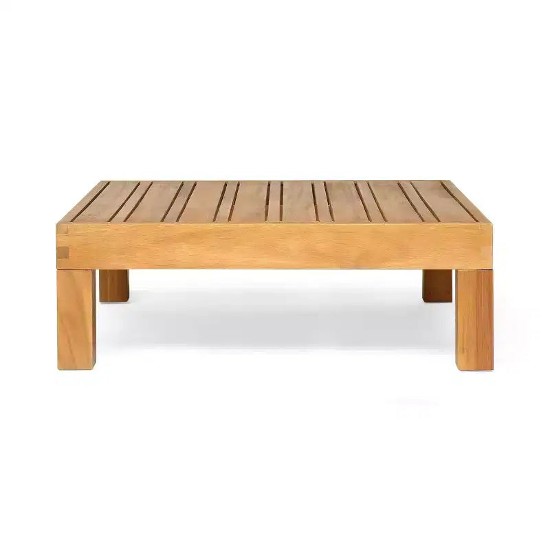 2pk Oana Outdoor Acacia Wood Right Arm Loveseat & Coffee Table Set with Cushions Teak/Beige - Christopher Knight Home