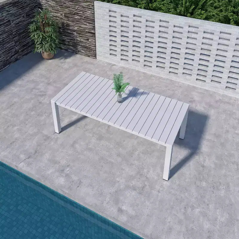 Amazonia Leblon 9-elementowy prostokątny aluminiowy zestaw mebli jadalnianych na patio, biały