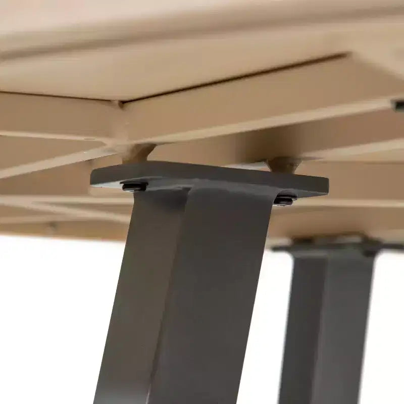 Greemotion 5 Parçalı Lyon 3'ü 1 Arada Açık Hava Dönüştürülebilir Veranda Yemek Takımı, Kolçaklı Sandalyeler, Kahverengi: Modern Alüminyum ve Teak Masa, UV'ye Dayanıklı
