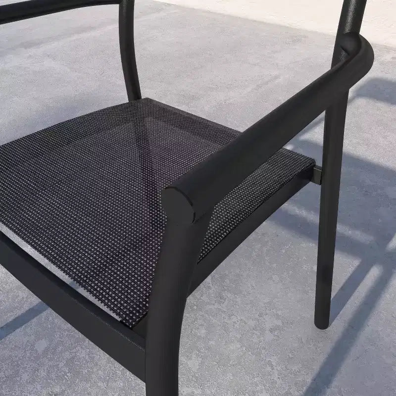 Set da pranzo da patio rettangolare Amazonia Axe da 7 pezzi in alluminio, nero