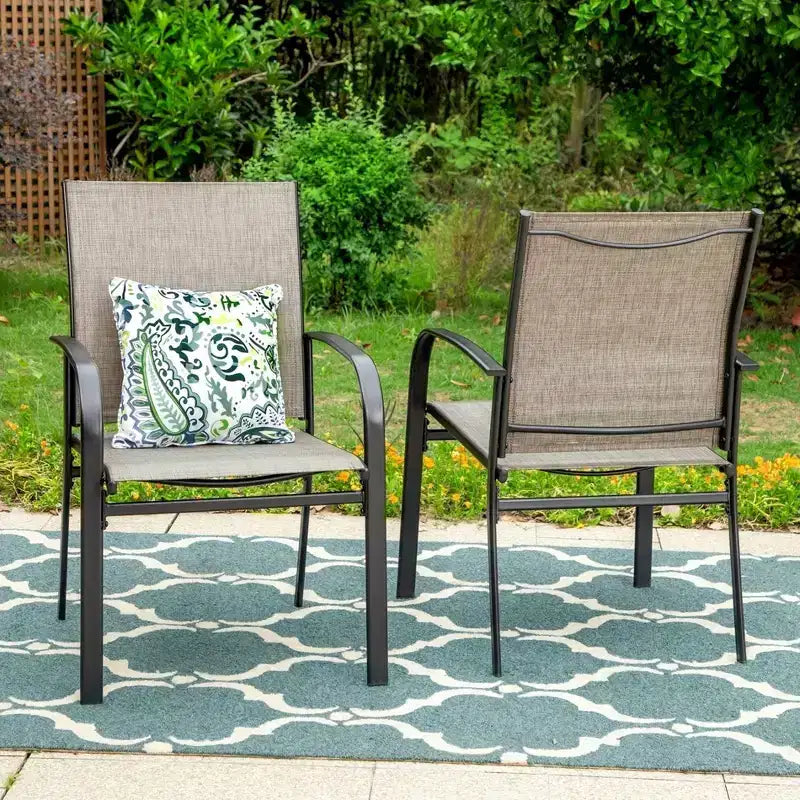 5pc Patio Dining Set with Steel Table with 1.57" Umbrella Hole & Padded Arm Chairs - Captiva Designs