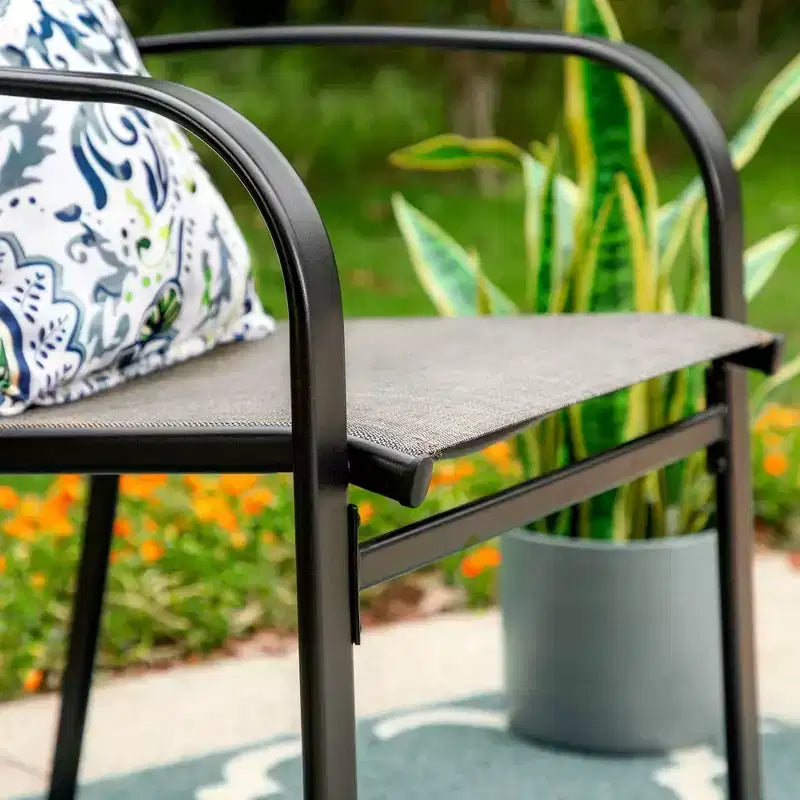 5pc Patio Dining Set with Steel Table with 1.57" Umbrella Hole & Padded Arm Chairs - Captiva Designs