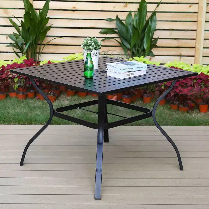 5pc Patio Dining Set with Steel Table with 1.57" Umbrella Hole & Padded Arm Chairs - Captiva Designs