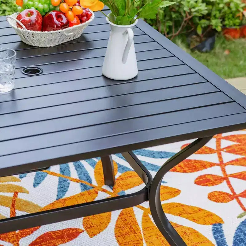 5pc Patio Dining Set with Steel Table with 1.57" Umbrella Hole & Padded Arm Chairs - Captiva Designs