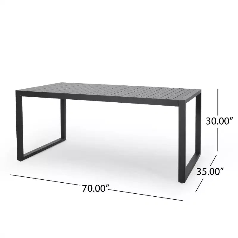 Christopher Knight Home Bennett modern matgrupp för utomhusbruk i aluminium, 7 delar, med vävt rep, svart/grå
