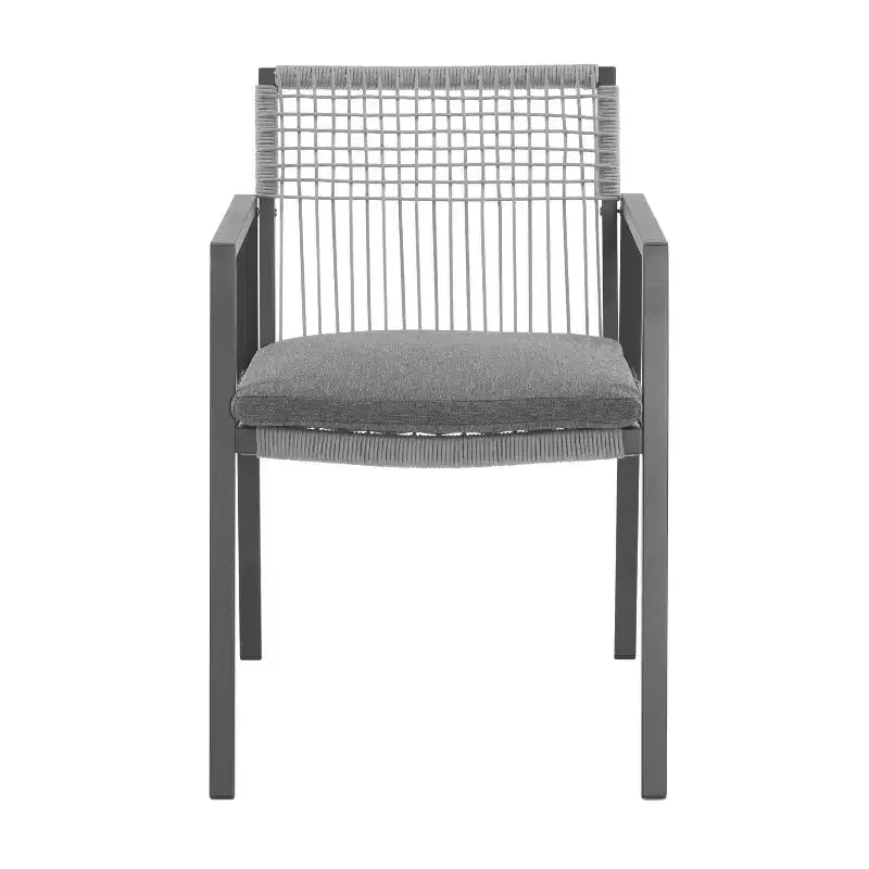 Christopher Knight Home Bennett modern matgrupp för utomhusbruk i aluminium, 7 delar, med vävt rep, svart/grå