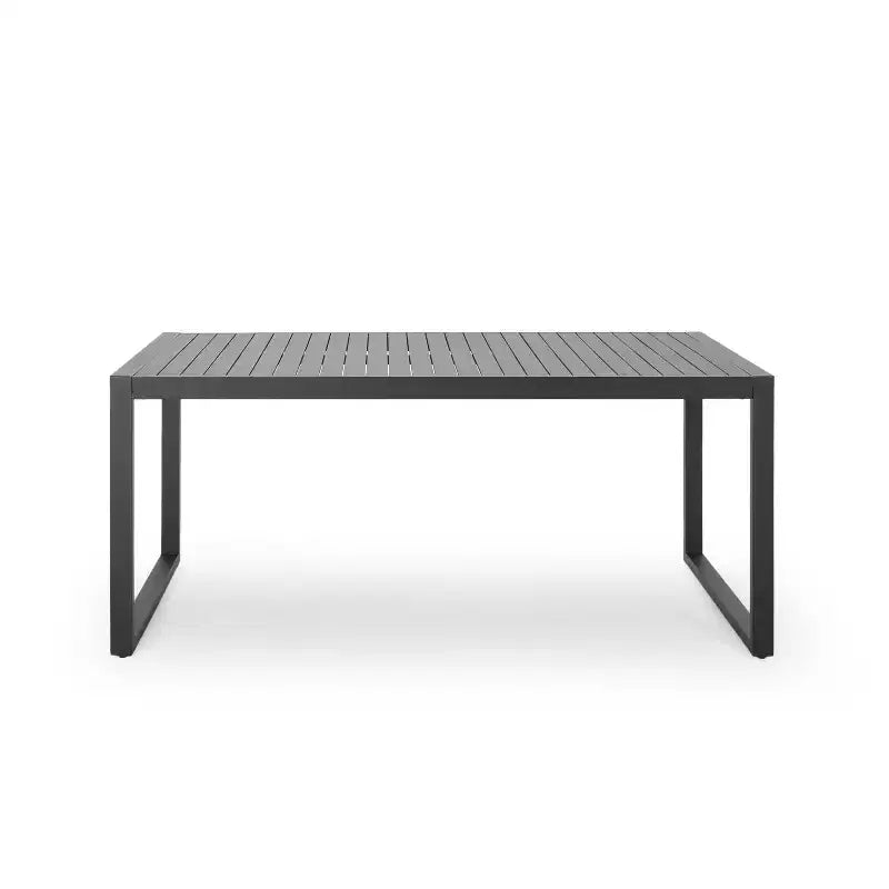 Christopher Knight Home Bennett modern matgrupp för utomhusbruk i aluminium, 7 delar, med vävt rep, svart/grå