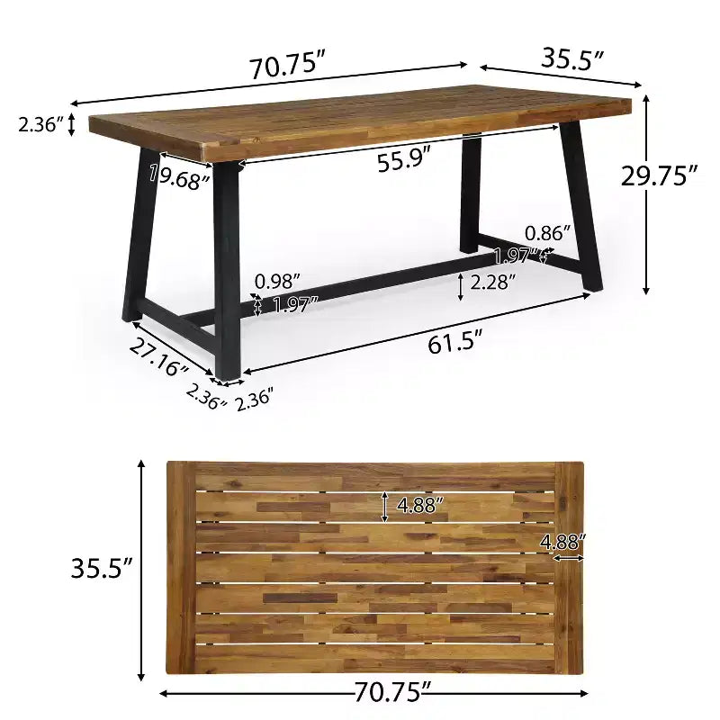 Conjunto de comedor moderno para patio de 7 piezas Marley de Christopher Knight Home, de madera de acacia y polipropileno, teca/negro