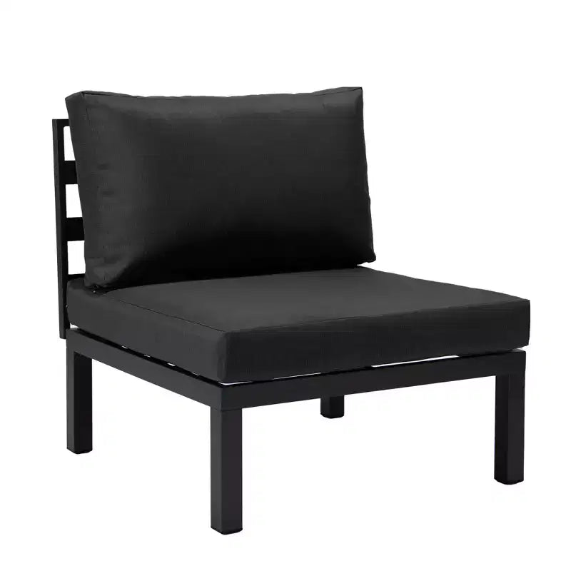 LeisureMod Hamilton Aluminum Patio Armchairs Set of 4  Modern Outdoor Chairs with Cushions, Weather-Resistant Seating for Patio, Deck, Porch