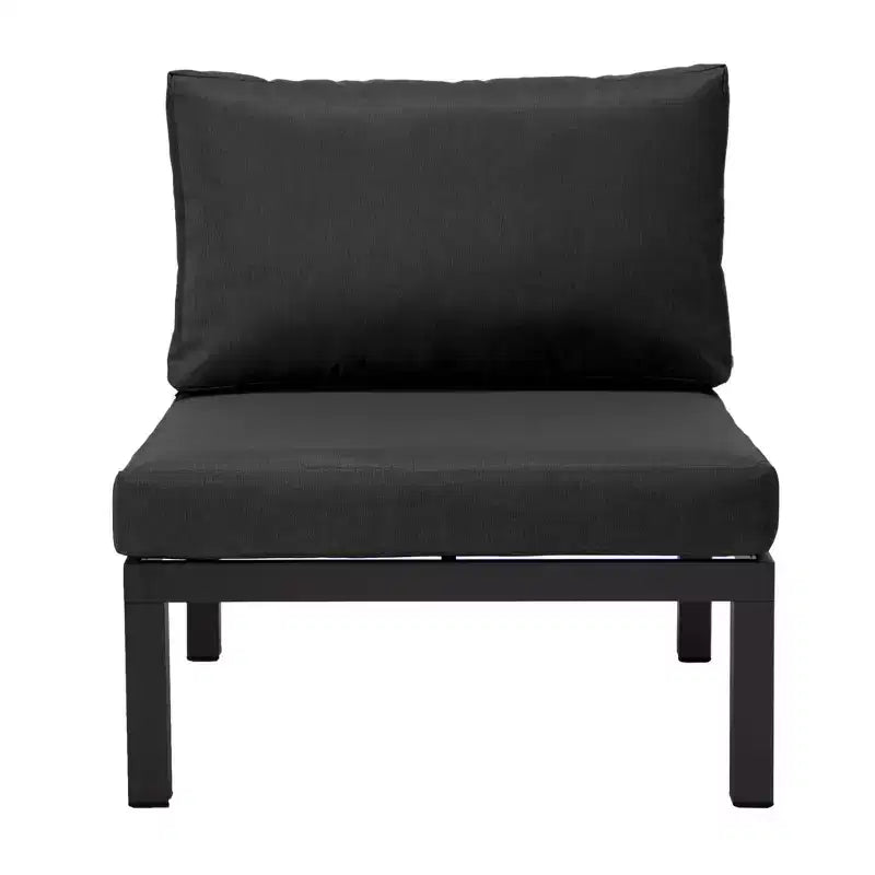 LeisureMod Hamilton Aluminum Patio Armchairs Set of 4  Modern Outdoor Chairs with Cushions, Weather-Resistant Seating for Patio, Deck, Porch