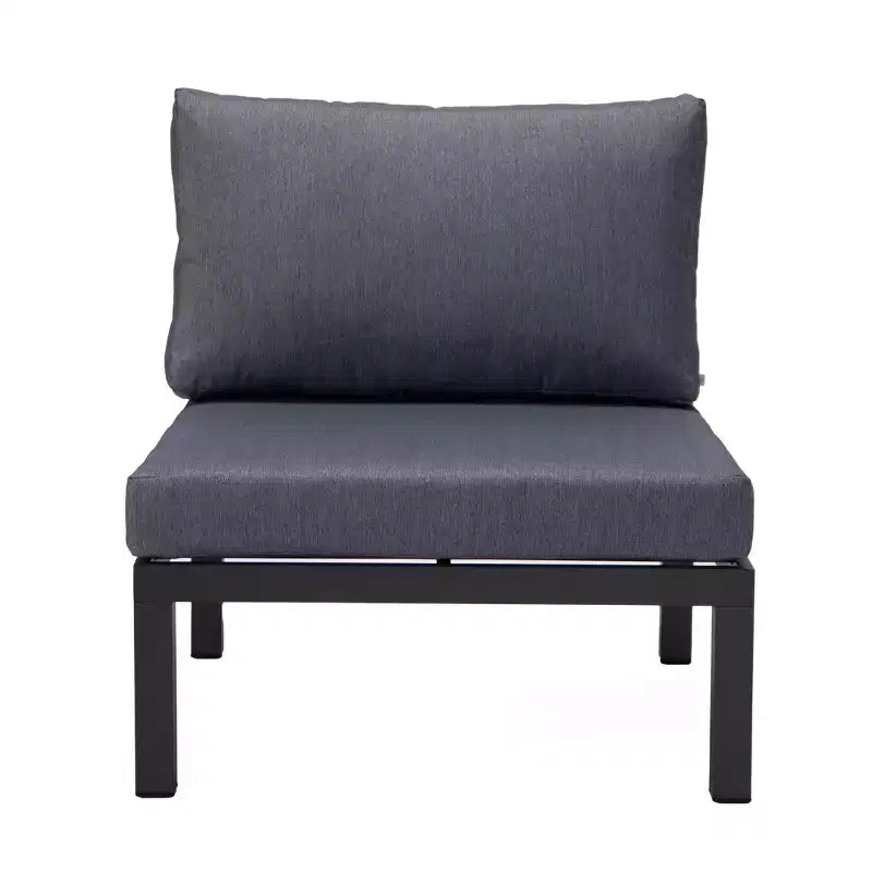 LeisureMod Hamilton Aluminum Patio Armchairs Set of 4  Modern Outdoor Chairs with Cushions, Weather-Resistant Seating for Patio, Deck, Porch
